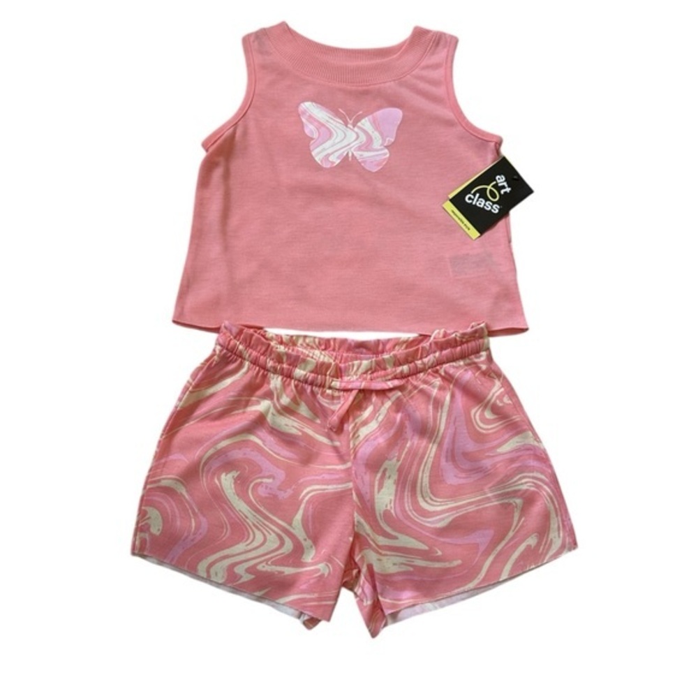 Art Class Girls Outfit/Set Sleeveless TopTank & Shorts Butterfly Pink S(6/6X)